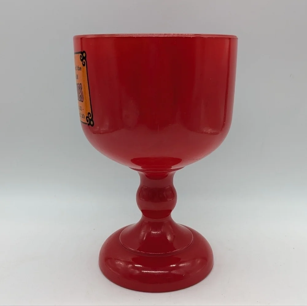 Vintage 70s Indiana Glass Red Orange Aries Zodiac Goblet